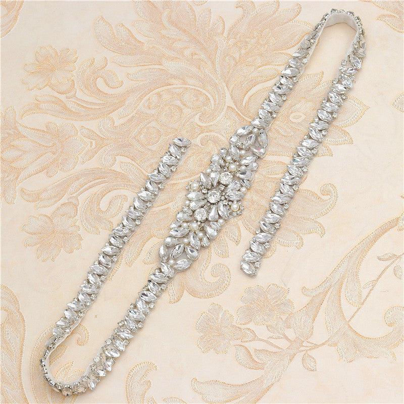 Rhinestone Applique Wedding Dress Waist Jewelry - Body By J'ne