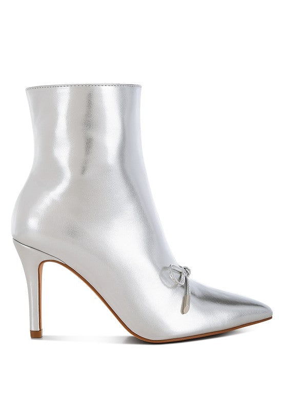Capper Bow Detail Metallic High Ankle Boots - Body By J'ne