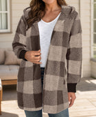 Plaid Long Sleeve Hooded Coat