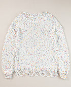 Confetti Round Neck Dropped Shoulder Sweater