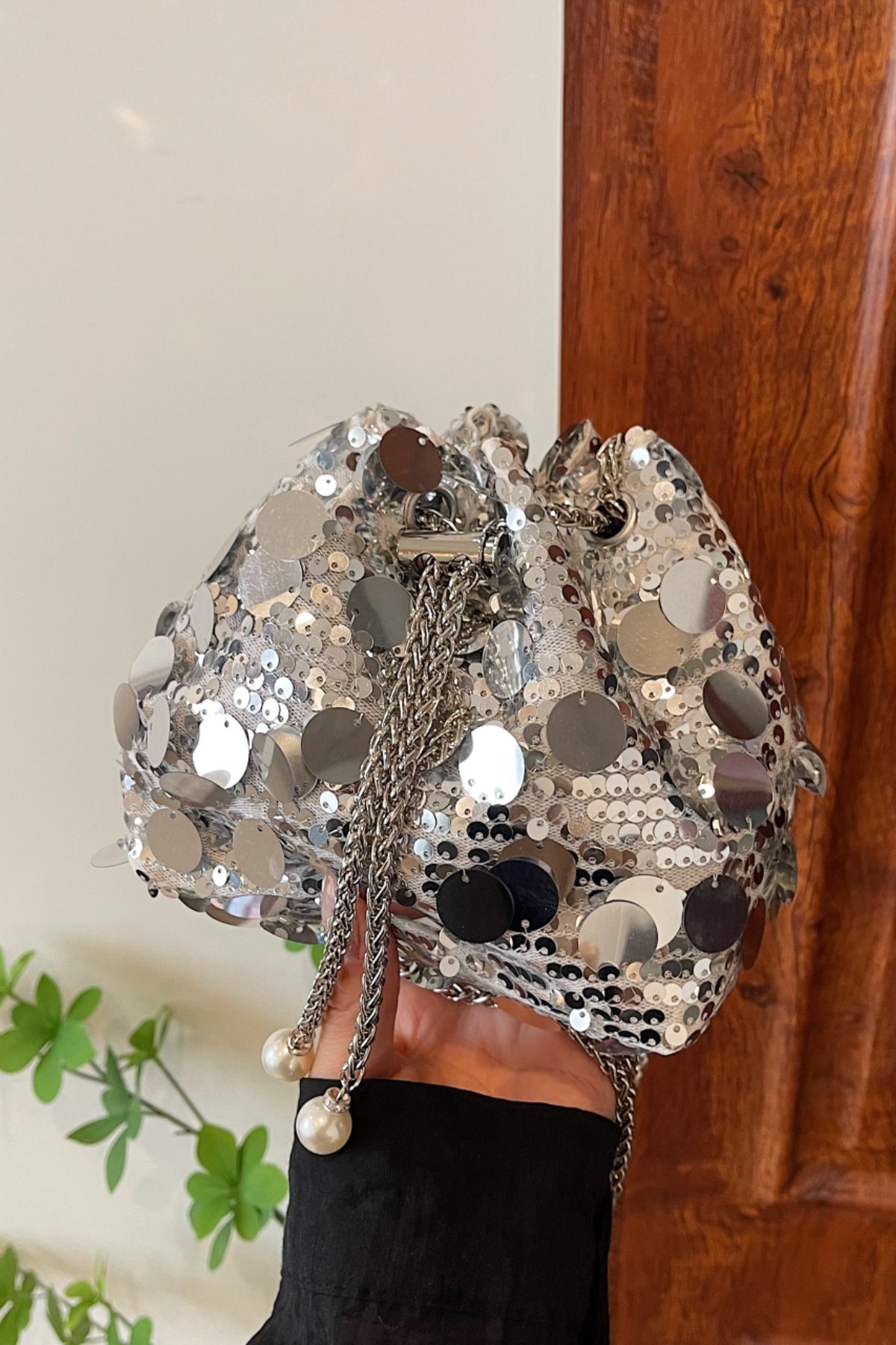 Drawstring Sequin Crossbody Bag - Body By J'ne