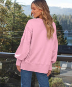 Slit Round Neck Long Sleeve Sweatshirt