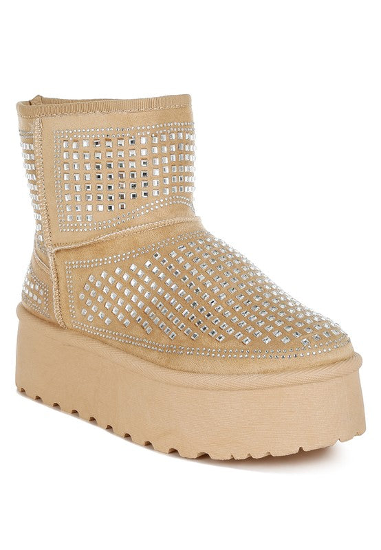 Xoras Chunky Rhinestones Ankle Boots - Body By J'ne