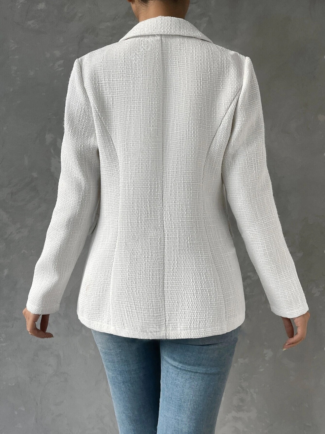 Lapel Collar Long Sleeve Blazer with Pockets - Body By J'ne