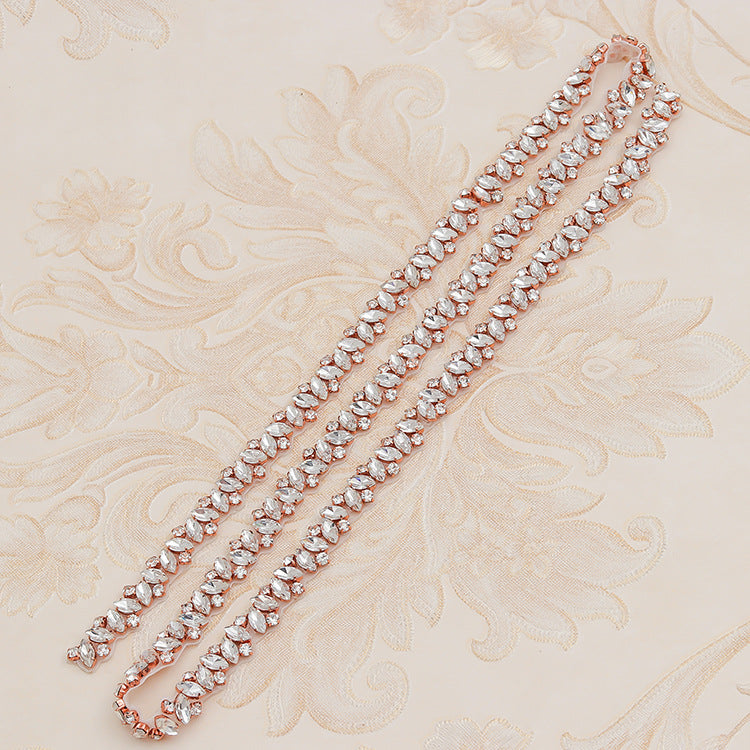 Rhinestone Applique Wedding Dress Waist Jewelry - Body By J'ne