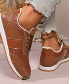 Lace-Up PU Leather Sneakers - Body By J'ne