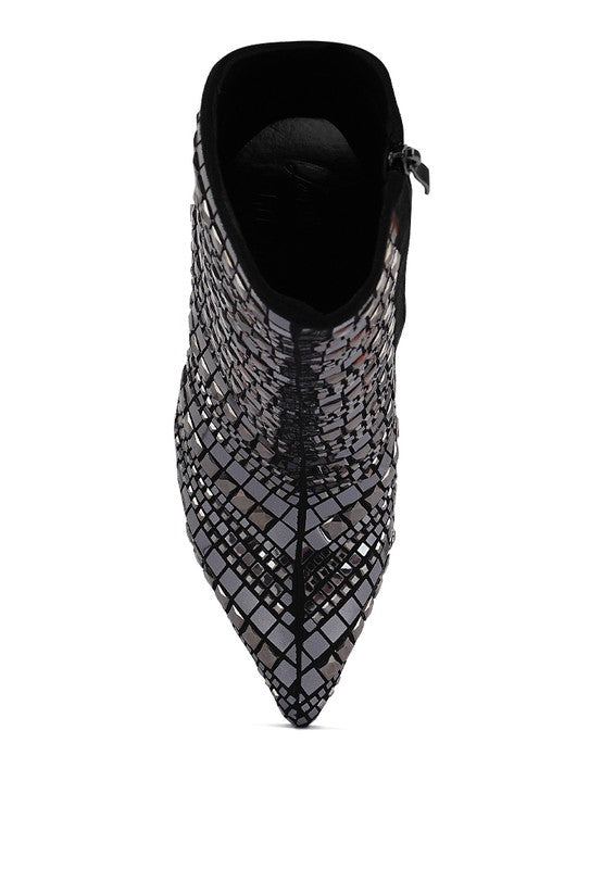 Extravagance Mirror Embellished Stiletto Boots - Body By J'ne
