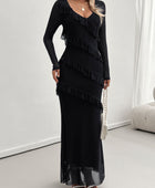 Devine Ruffled Surplice Long Sleeve Maxi Dress