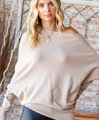 First Love Full Size Asymmetrical Hem Dolman Sleeve Sweater