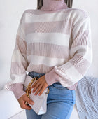 Striped Turtleneck Long Sleeve Sweater