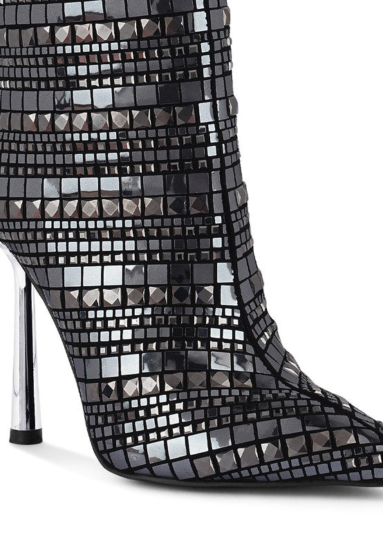 Extravagance Mirror Embellished Stiletto Boots - Body By J'ne