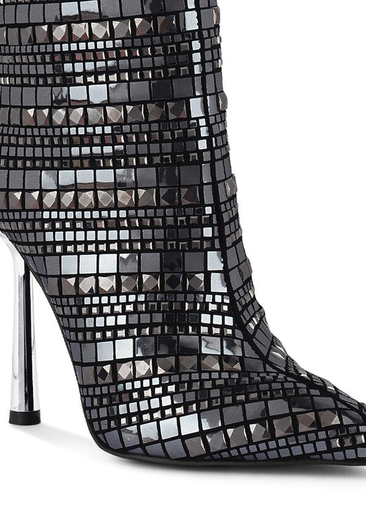 Extravagance Mirror Embellished Stiletto Boots - Body By J'ne