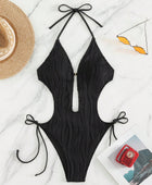 Textured Cutout Tied One-Piece Swimwear - Body By J'ne