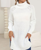 Slit Turtleneck Long Sleeve Sweater