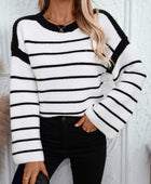 Striped Round Neck Long Sleeve Sweater