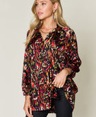 Full Size Printed Button Up Long Sleeve Shirt - Body By J'ne