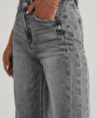 Raw Hem Wide Leg Jeans with Pockets