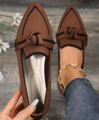 Bow Contrast Trim Point Toe Loafers - Body By J'ne