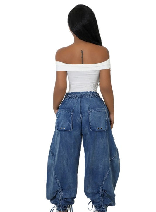 CHRISTA HAREM STYLE DENIM PANTS - Body By J'ne