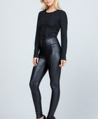 High waist PU leather leggings