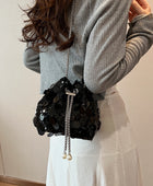 Drawstring Sequin Crossbody Bag