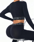 Letter Print Round Neck Long Sleeve Top and Leggings Active Set