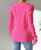 Openwork V-Neck Long Sleeve Sweater