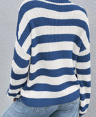 Honey Striped Round Neck Long Sleeve Sweater