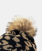 Leopard Pom-Pom Cuffed Beanie