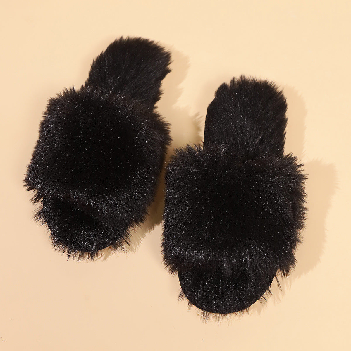 Open-toe Plush Slippers - Body By J'ne