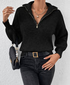 Honey Half Zip Dropped Shoulder Sweater