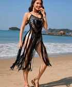 Fringe Openwork Spaghetti Strap Cover-Up - Body By J'ne