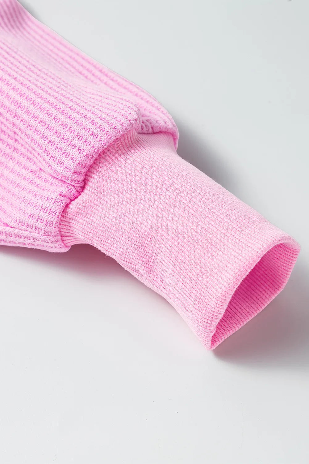 Waffle-Knit V-Neck Long Sleeve Blouse - Body By J'ne