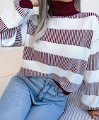 Striped Turtleneck Long Sleeve Sweater