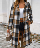 Devine Plaid Long Sleeve Hooded Coat