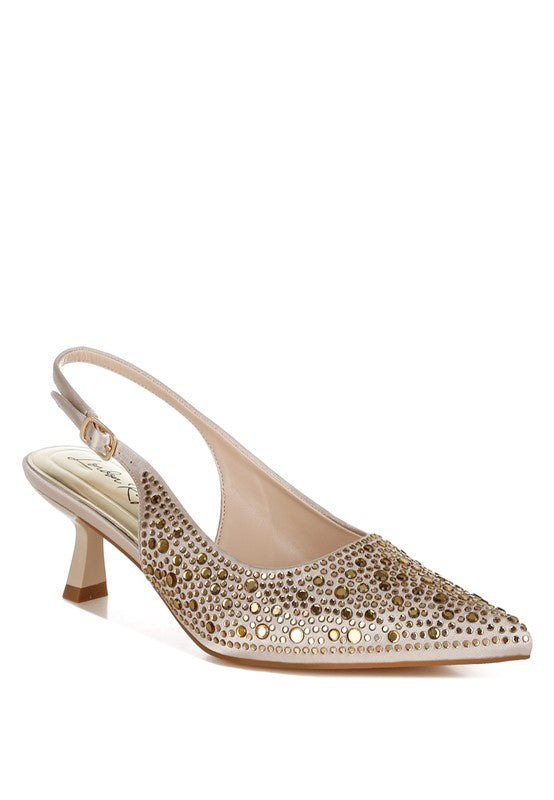 Vernaos Pointed Toe Rhinestone Slingbacks - Body By J'ne
