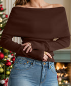 Off-Shoulder Long Sleeve Sweater