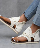 Studded Raw Hem Flat Sandals - Body By J'ne