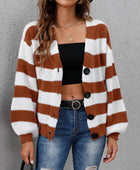 Striped Button Up Long Sleeve Sweater