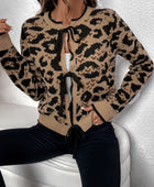 Perfee Tied Leopard Long Sleeve Cardigan