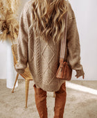 Cable-Knit Round Neck Sweater Dress