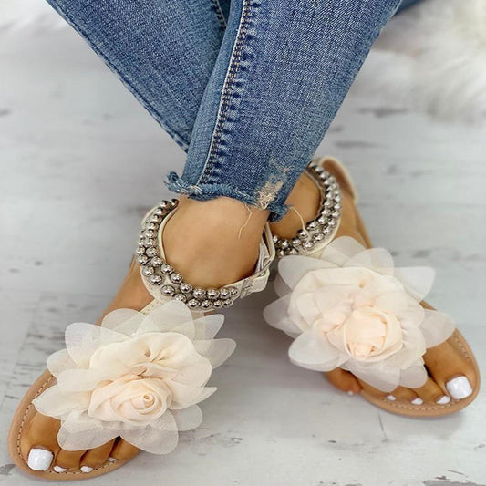 Flat flower sandals - Body By J'ne