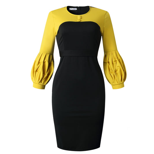 Yemi Bubble Sleeve Patchwork Dress - Body By J'ne