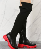 PU Leather Round Toe Platform Boots