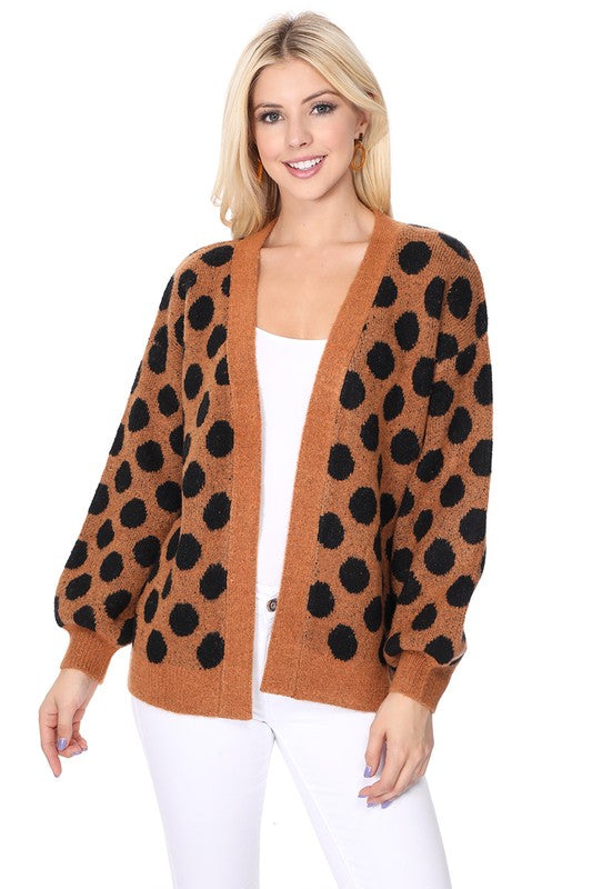 Polka Dot Jacquard Sweater Shrug Cardigan - Body By J'ne
