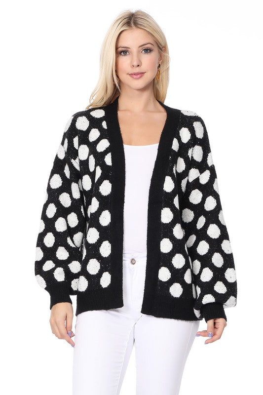 Polka Dot Jacquard Sweater Shrug Cardigan - Body By J'ne