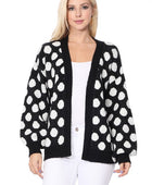 Polka Dot Jacquard Sweater Shrug Cardigan