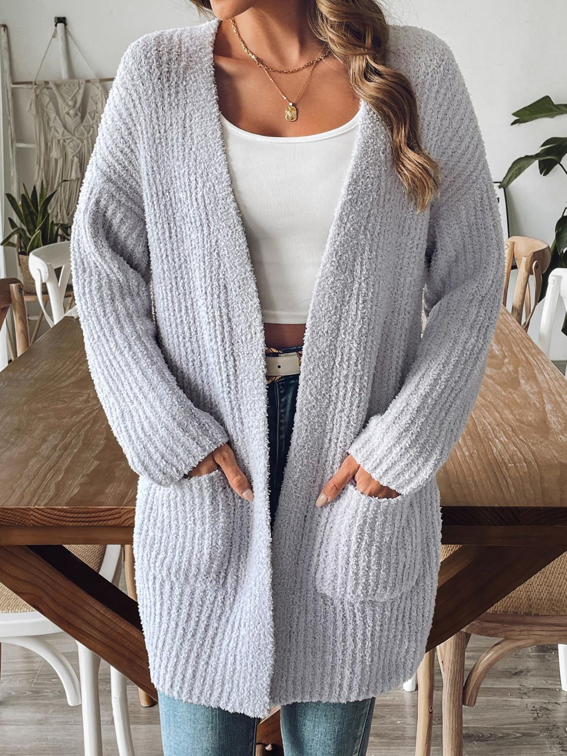 Open Front Long Sleeve Cardigan - Body By J'ne