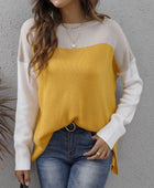 Color Block Round Neck Sweater