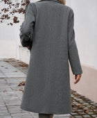 Devine Pocketed Collared Neck Long Sleeve Coat